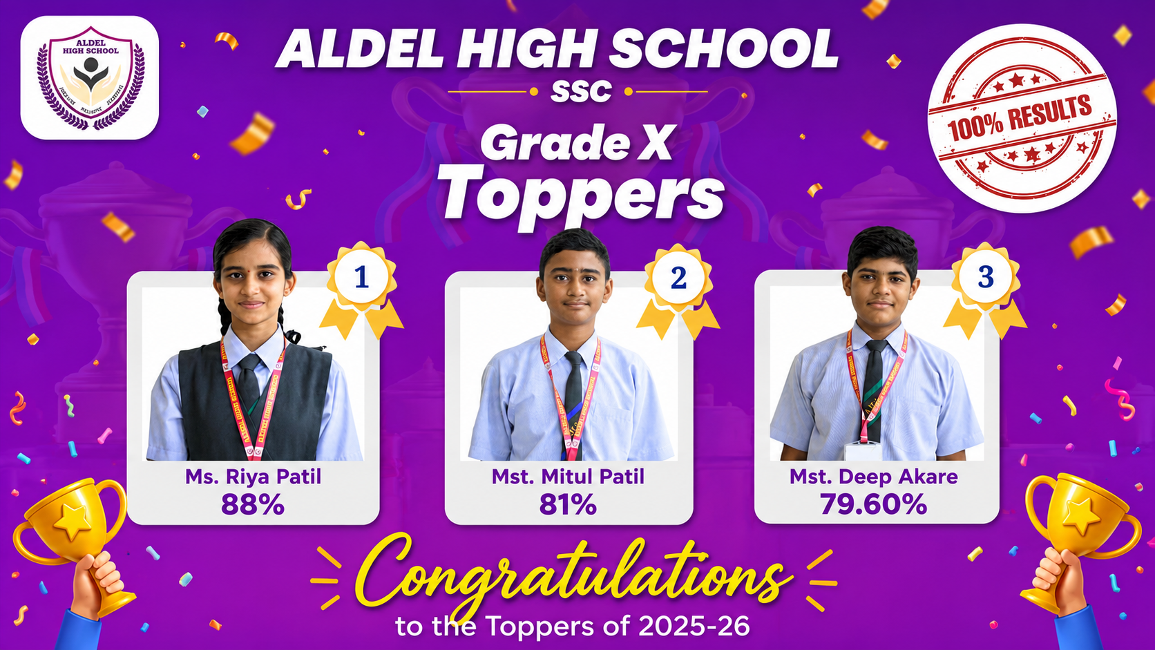 Aldel High School toppers felicitation ceremony